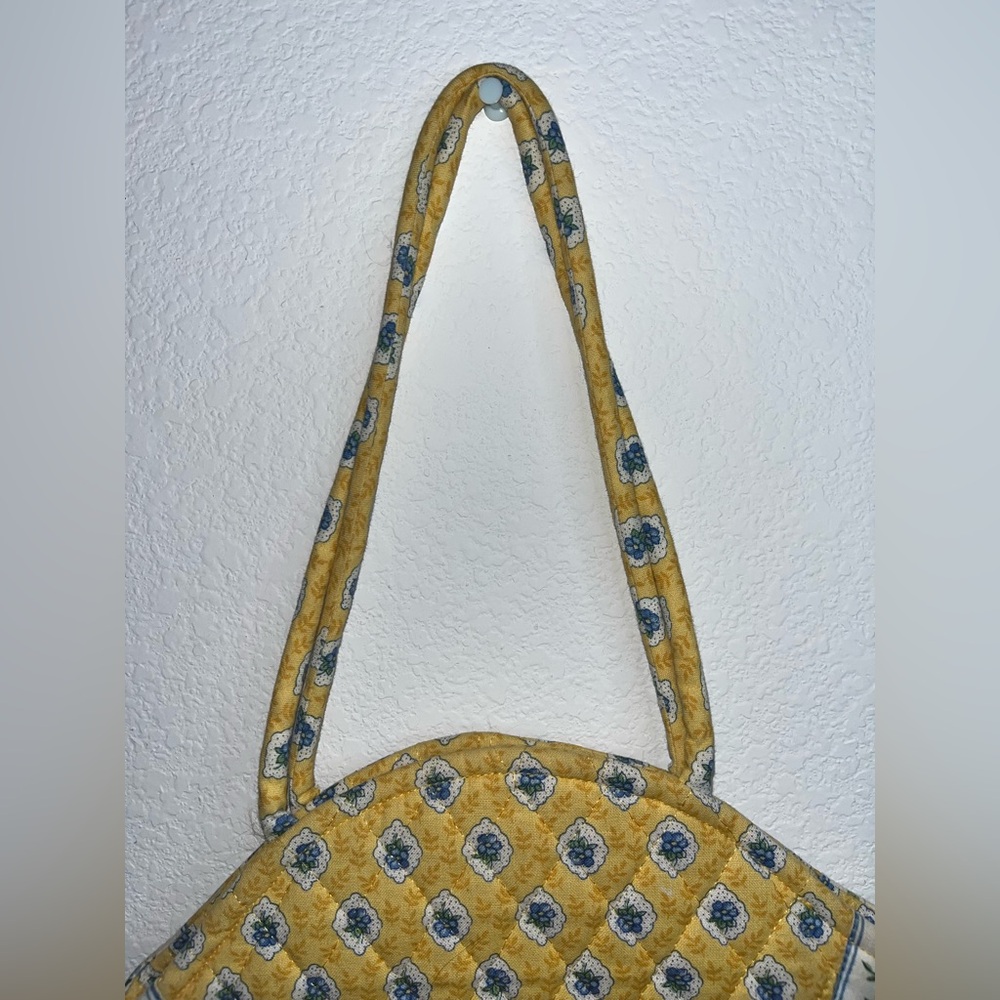 Vera Bradley Y2K Retired Elizabeth Style Quilted Emily Small Tote Yellow Rosette - Picture 8 of 16